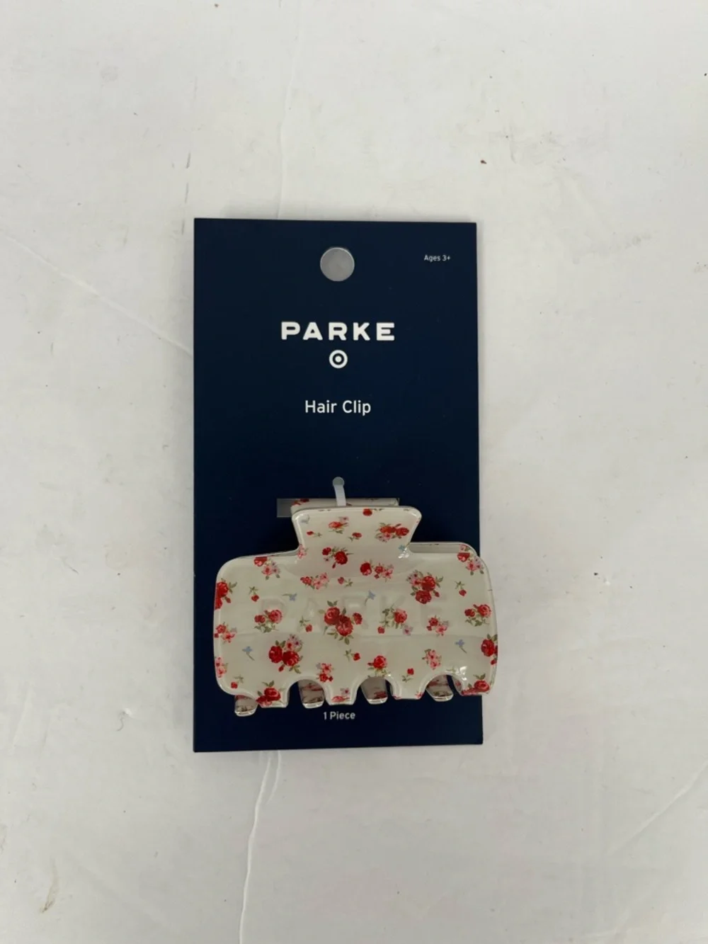 Parke x Target Floral Cream Hair Claw Clip with Red Rose Print